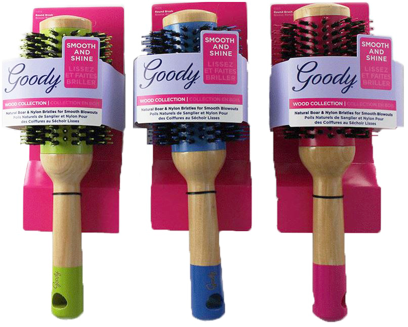 Item #3000346 Goody Wood Round Smooth and Shine Brush, Assrt Colors, PACK 48/2 UPC 041457112144